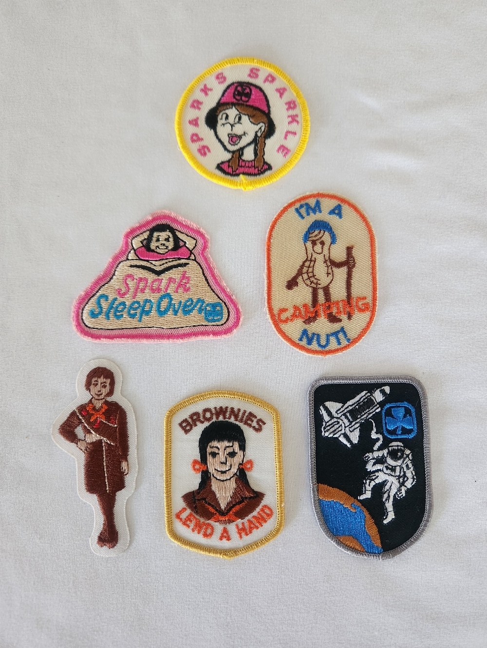 Lot Of 6 Vintage Sparks | Brownie | Girl Guide Iron On Sew On Patches